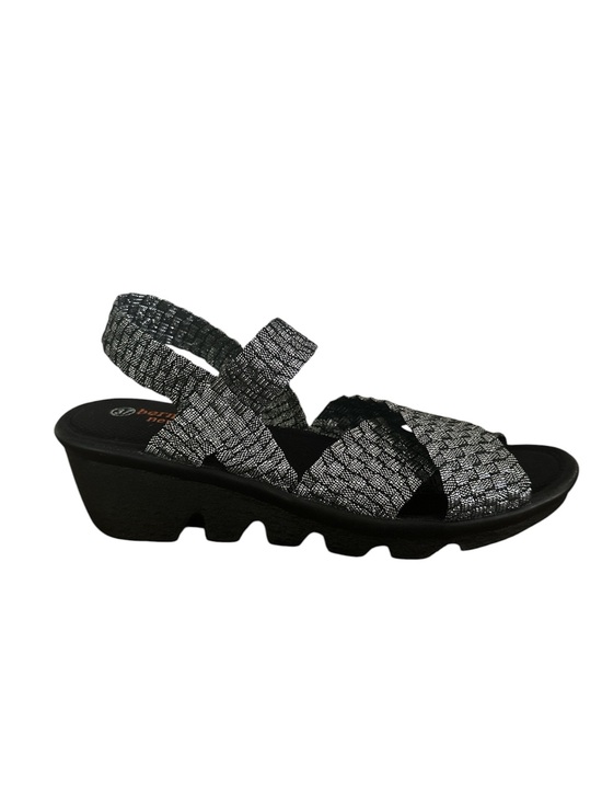 bernie mev. Shoes - Bernie Mev Black & Silver Elastic Strap Wedge Sandal NEW sz 6
